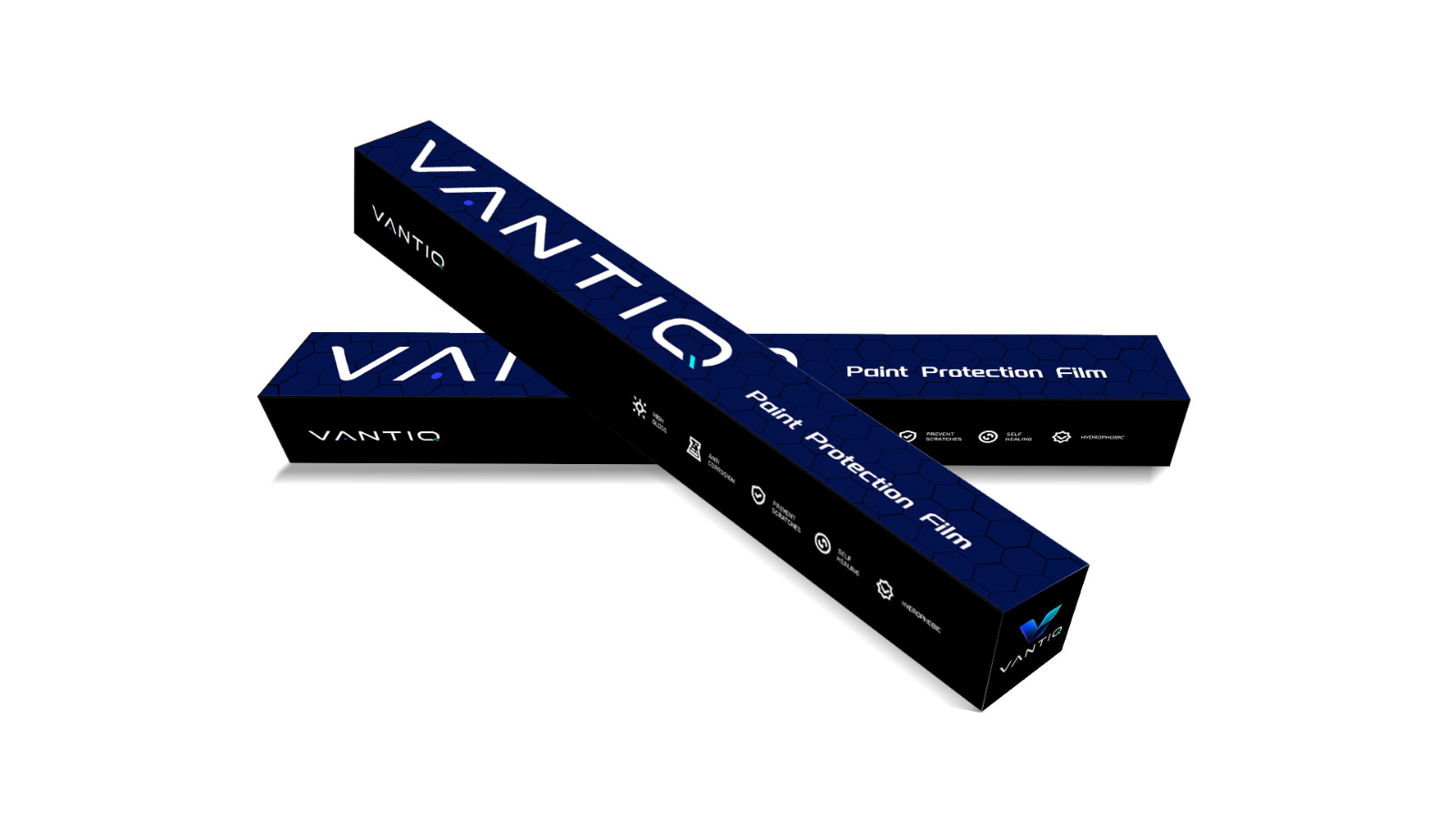 Black and blue VANTIQ PPF packaging concept